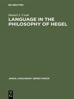 cover image of Language in the Philosophy of Hegel